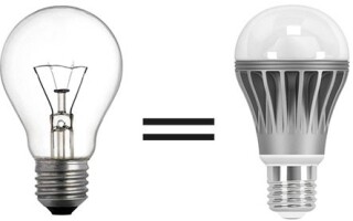 Соответствие мощности ламп накаливания к светодиодным лампам.